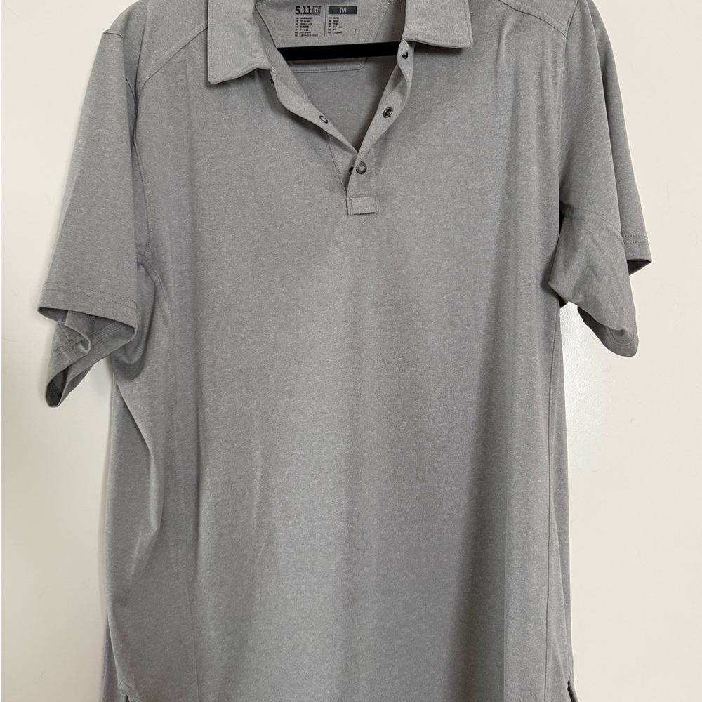 5.11 Tactical Men's Light Gray Polo Shirt with Button Placket